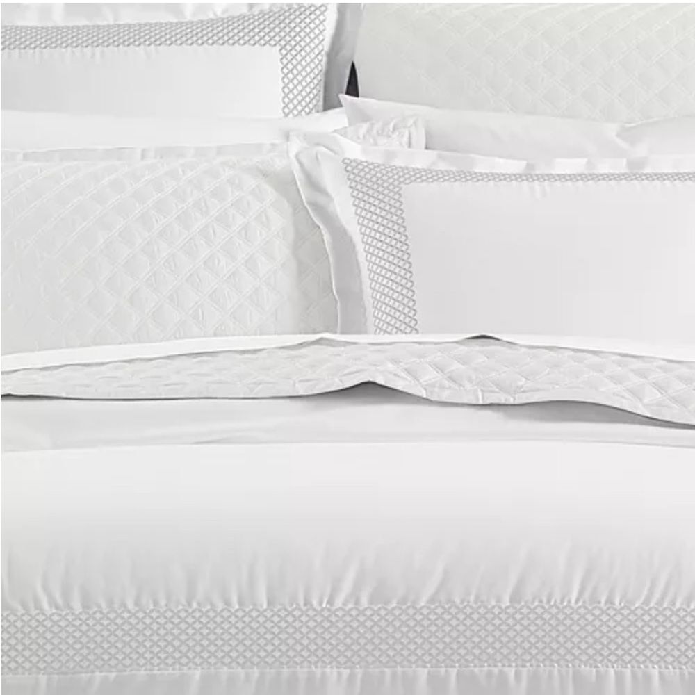 Hudson Park Collection 500TC Embroidered Geo Duvet Cover Twin Pima Cotton, New - Picture 2 of 8